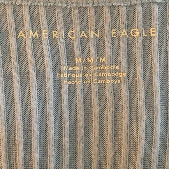 AMERICAN EAGLE Light Blue Soft L/S Top Sweater V Neck Ribbed Medium - Picture 6 of 7